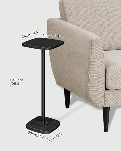 Small Side Table, Drink Table for Small Spaces, Square Martini Table with Pedestal, for Living Room, Bedroom, alternate view