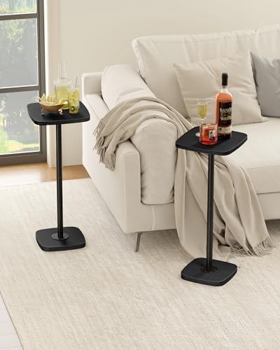 Small Side Table, Drink Table for Small Spaces, Square Martini Table with Pedestal, for Living Room, Bedroom, alternate view