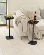 Small Side Table, Drink Table for Small Spaces, Square Martini Table with Pedestal, for Living Room, Bedroom, alternate view