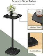 Small Side Table, Drink Table for Small Spaces, Square Martini Table with Pedestal, for Living Room, Bedroom, alternate view