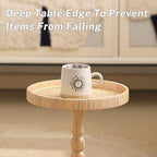 Small Side Table, Rattan Round Drink Tables for Small Spaces, Boho Circle Accent Table Coffee Table with Solid, alternate