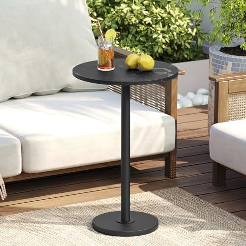 Small Side Table, Round Drink Table, Coffee Martini Table with Pedestal Accent, End Table for Small Spaces in, alternate view