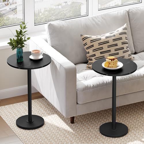 Small Side Table, Round Drink Table, Coffee Martini Table with Pedestal Accent, End Table for Small Spaces in, alternate view