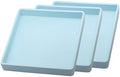 Small Square Mini Tray (5.9 inch) 3 Pack, Hard Plastic Blue Tray in 10.2"L x 5.5"W x 1.1"H in Blue
