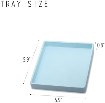 Small Square Mini Tray (5.9 inch) 3 Pack, Hard Plastic Blue Tray in 10.2"L x 5.5"W x 1.1"H in Blue, alternate view 3