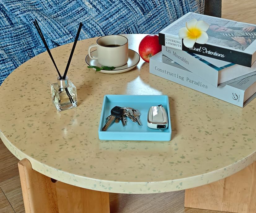 Small Square Mini Tray (5.9 inch) 3 Pack, Hard Plastic Blue Tray in 10.2"L x 5.5"W x 1.1"H in Blue, alternate view 5