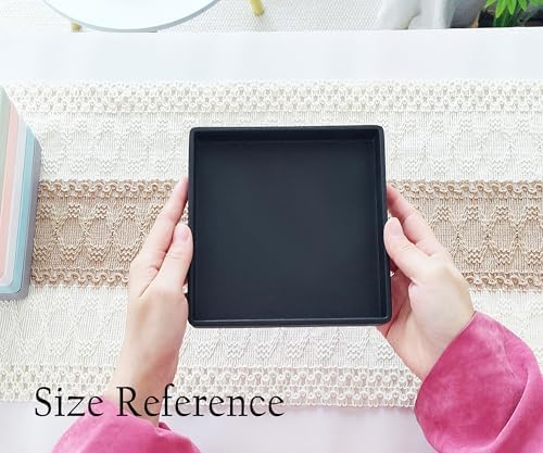 Small Square Mini Tray (5.9 inch), Hard Plastic Black Serving Tray in 10.2"L x 5.5"W x 1.1"H in Black, alternate view 2