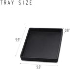 Small Square Mini Tray (5.9 inch), Hard Plastic Black Serving Tray in 10.2"L x 5.5"W x 1.1"H in Black, alternate view 3
