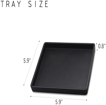 Small Square Mini Tray (5.9 inch), Hard Plastic Black Serving Tray in 10.2"L x 5.5"W x 1.1"H in Black, alternate view 3