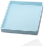 Small Square Mini Tray (5.9 inch), Hard Plastic Blue Serving Tray in 10.2"L x 5.5"W x 1.1"H in Blue