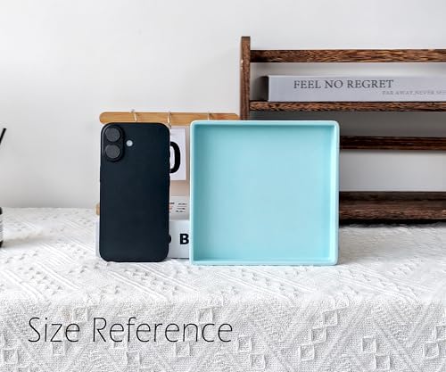 Small Square Mini Tray (5.9 inch), Hard Plastic Blue Serving Tray in 10.2"L x 5.5"W x 1.1"H in Blue, alternate view 4
