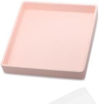 Small Square Serving Tray (5.9 inch), Hard Plastic Pink Tray in 10.2"L x 5.5"W x 1.1"H in Pink