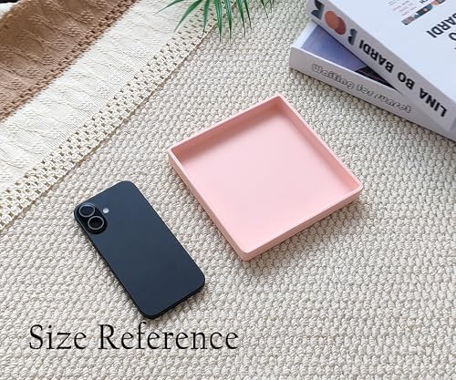 Small Square Serving Tray (5.9 inch), Hard Plastic Pink Tray in 10.2"L x 5.5"W x 1.1"H in Pink, alternate view 2