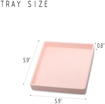 Small Square Serving Tray (5.9 inch), Hard Plastic Pink Tray in 10.2"L x 5.5"W x 1.1"H in Pink, alternate view 3