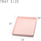 Small Square Serving Tray (5.9 inch), Hard Plastic Pink Tray in 10.2"L x 5.5"W x 1.1"H in Pink, alternate view 3