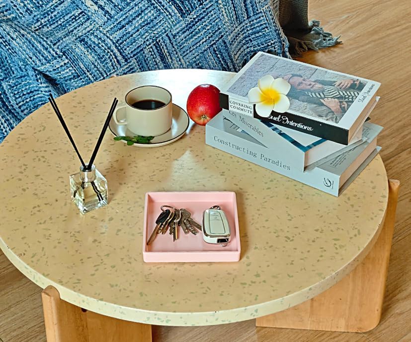 Small Square Serving Tray (5.9 inch), Hard Plastic Pink Tray in 10.2"L x 5.5"W x 1.1"H in Pink, alternate view 6