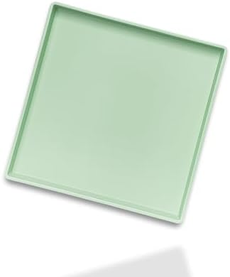 Small Square Serving Tray (9 inch), Hard Plastic Green Tray in 10.2"L x 5.5"W x 1.1"H in Green