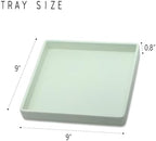 Small Square Serving Tray (9 inch), Hard Plastic Green Tray in 10.2"L x 5.5"W x 1.1"H in Green, alternate view 3