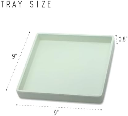 Small Square Serving Tray (9 inch), Hard Plastic Green Tray in 10.2"L x 5.5"W x 1.1"H in Green, alternate view 3