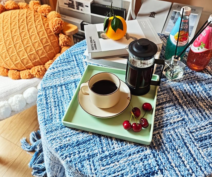 Small Square Serving Tray (9 inch), Hard Plastic Green Tray in 10.2"L x 5.5"W x 1.1"H in Green, alternate view 5