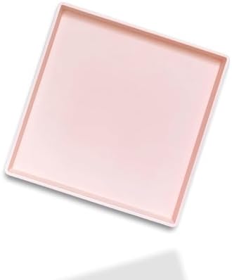 Small Square Serving Tray (9 inch), Hard Plastic Pink Tray in 10.2"L x 5.5"W x 1.1"H in Pink