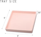 Small Square Serving Tray (9 inch), Hard Plastic Pink Tray in 10.2"L x 5.5"W x 1.1"H in Pink, alternate view 3