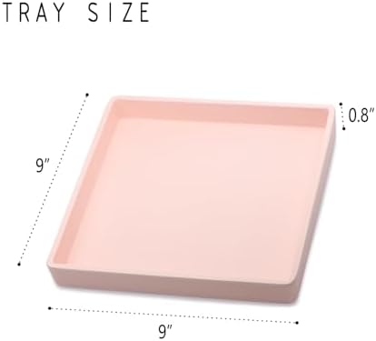 Small Square Serving Tray (9 inch), Hard Plastic Pink Tray in 10.2"L x 5.5"W x 1.1"H in Pink, alternate view 3