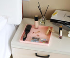 Small Square Serving Tray (9 inch), Hard Plastic Pink Tray in 10.2"L x 5.5"W x 1.1"H in Pink, alternate view 5
