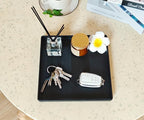 Small Square Tray (9 inch) 3 Pack, Hard Plastic Durable Black Tray in 10.2"L x 5.5"W x 1.1"H in Black, alternate view 2