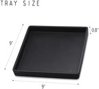 Small Square Tray (9 inch) 3 Pack, Hard Plastic Durable Black Tray in 10.2"L x 5.5"W x 1.1"H in Black, alternate view 3