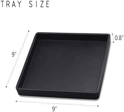 Small Square Tray (9 inch) 3 Pack, Hard Plastic Durable Black Tray in 10.2"L x 5.5"W x 1.1"H in Black, alternate view 3