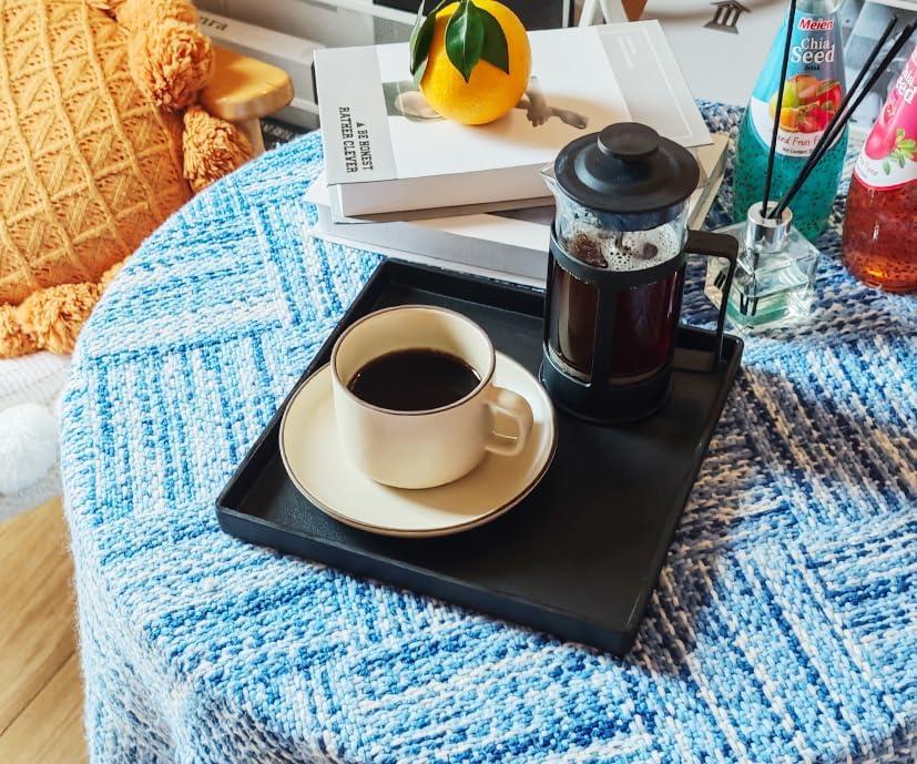 Small Square Tray (9 inch) 3 Pack, Hard Plastic Durable Black Tray in 10.2"L x 5.5"W x 1.1"H in Black, alternate view 4