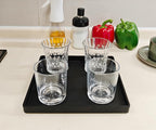 Small Square Tray (9 inch) 3 Pack, Hard Plastic Durable Black Tray in 10.2"L x 5.5"W x 1.1"H in Black, alternate view 6