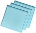 Small Square Tray (9 inch) 3 Pack, Hard Plastic Durable Blue Tray in 10.2"L x 5.5"W x 1.1"H in Blue