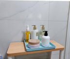 Small Square Tray (9 inch) 3 Pack, Hard Plastic Durable Blue Tray in 10.2"L x 5.5"W x 1.1"H in Blue, alternate view 4