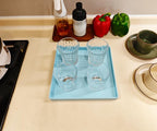 Small Square Tray (9 inch) 3 Pack, Hard Plastic Durable Blue Tray in 10.2"L x 5.5"W x 1.1"H in Blue, alternate view 6