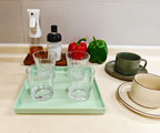 Small Square Tray (9 inch) 3 Pack, Hard Plastic Green Tray in 10.2"L x 5.5"W x 1.1"H in Green, alternate view 6