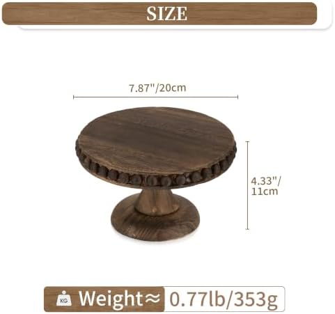 Small Wood Cake Stand: Cupcake Pedestal Stand 8 inch Dessert Display Riser Distressed Rustic Round Cakes Holder, alternate