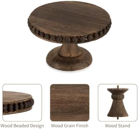 Small Wood Cake Stand: Cupcake Pedestal Stand 8 inch Dessert Display Riser Distressed Rustic Round Cakes Holder, alternate