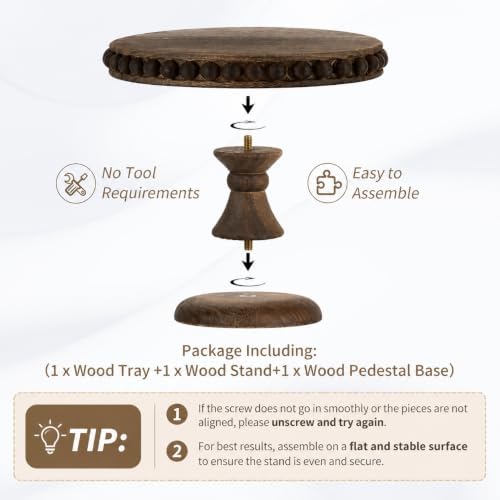 Small Wood Cake Stand: Cupcake Pedestal Stand 8 inch Dessert Display Riser Distressed Rustic Round Cakes Holder, alternate