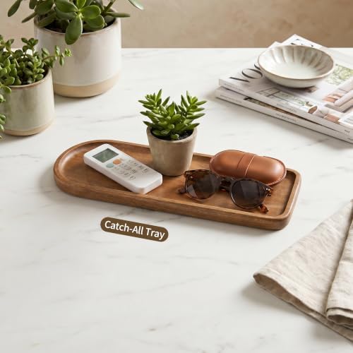 Small Wooden Tray | Acacia Wood Tray for Vanity, Bathroom Counter, Coffee Table & Toilet | Perfect for Jewelry, alternate