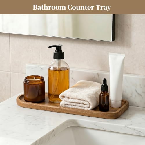 Small Wooden Tray | Acacia Wood Tray for Vanity, Bathroom Counter, Coffee Table & Toilet | Perfect for Jewelry, alternate