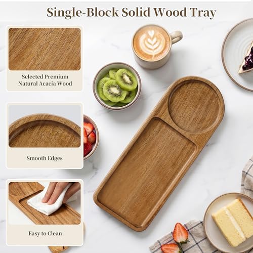 Small Wooden Tray | Acacia Wood Tray for Vanity, Bathroom Counter, Coffee Table & Toilet | Perfect for Jewelry, alternate