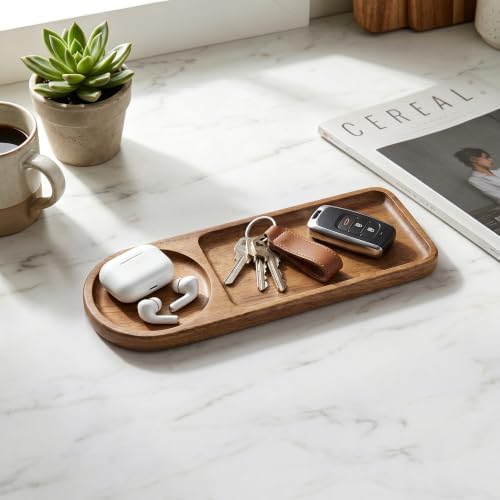 Small Wooden Tray | Acacia Wood Tray for Vanity, Bathroom Counter, Coffee Table & Toilet | Perfect for Jewelry, alternate