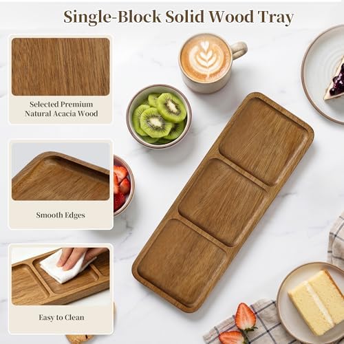 Small Wooden Tray | Acacia Wood Tray for Vanity, Bathroom Counter, Coffee Table & Toilet | Perfect for Jewelry, alternate