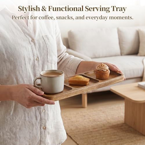 Small Wooden Tray | Acacia Wood Tray for Vanity, Bathroom Counter, Coffee Table & Toilet | Perfect for Jewelry, alternate
