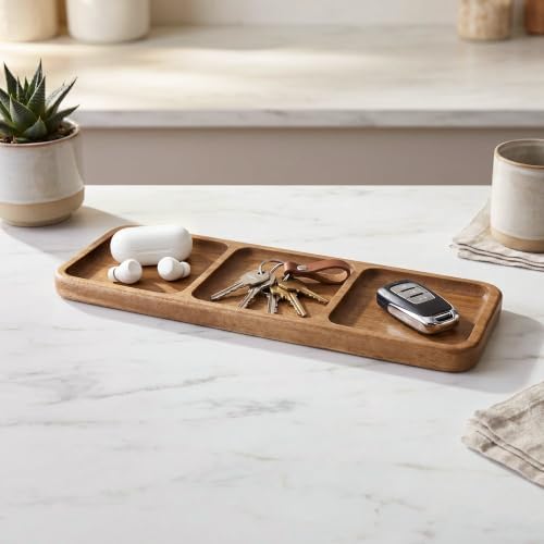 Small Wooden Tray | Acacia Wood Tray for Vanity, Bathroom Counter, Coffee Table & Toilet | Perfect for Jewelry, alternate