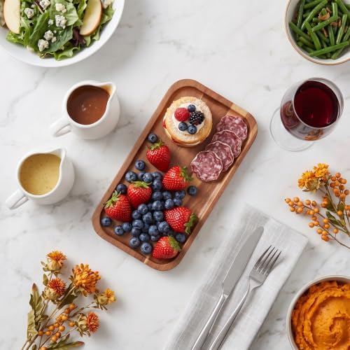Small Wooden Tray and Platter, Mini Charcuterie Boards, 10"x5.5" in 10" x 5.5" in Acacia Wood, alternate view 2