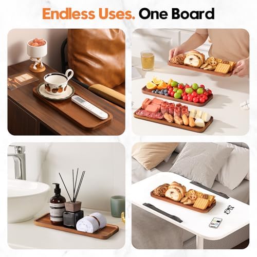 Small Wooden Tray and Platter, Mini Charcuterie Boards, 10"x5.5" in 10" x 5.5" in Acacia Wood, alternate view 4