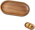 Small Wooden Tray, Oval Wood Serving Trays, Acacia Wood Platter for Coffee Tables, Dessert, Snack, Fruit
